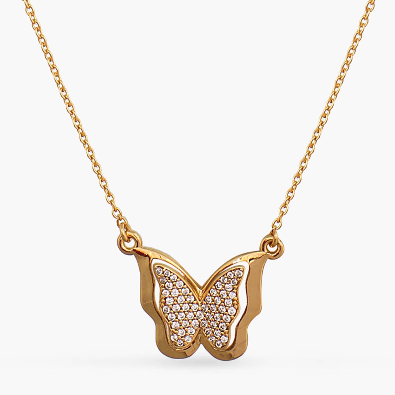 Lovely Gold Plated Pink Crystal Butterfly Pendant Necklace for Women a –  Luxce.in